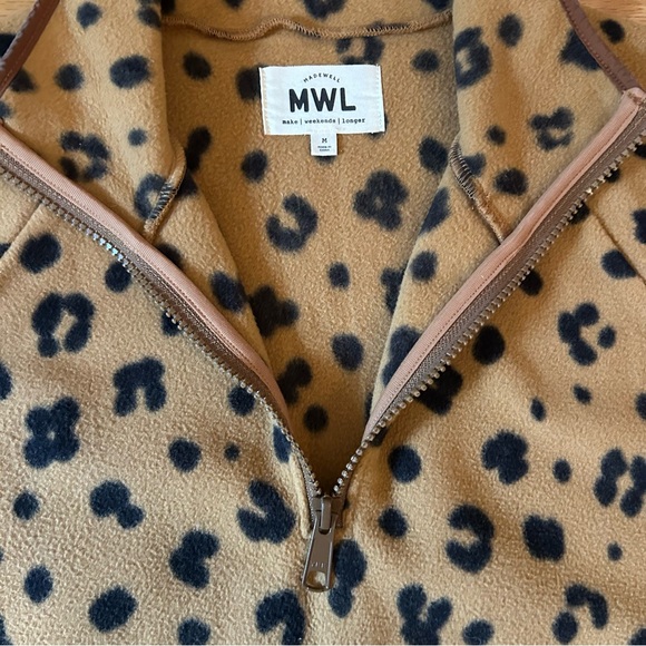Madewell Small MWL Betterfleece Half Zip Sweatshirt in Cheetah Print - Picture 5 of 9